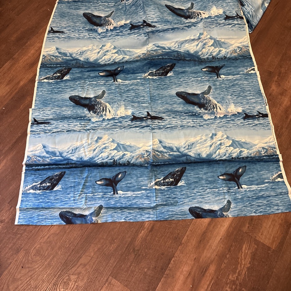 Shamash & Sons Whale Watching Orca Blue Cotton Fabric 2.25 Yards Quilting Craft